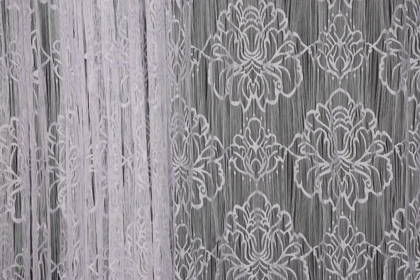 ÖRÜMCEK  MODEL BEYAZ RENK İP PERDE HAZIR DÜĞMELERİ DİKİLMİŞ İP PERDE 300*280 cm - Resim 4