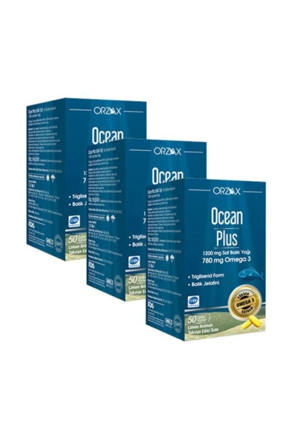 Ocean Plus 1200 mg 50 Kapsül Balık Yağı 3 Kutu