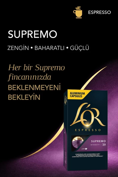 L'OR - Supremo - Intensity 10 - Nespresso Uyumlu Kapsül Kahve Fırsat Paketi 10 x 10 Paket (100 Adet) - 3