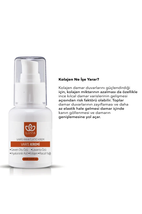 iluvia Varis Önleyici Ve Varis Rahatlatıcı Krem 60 Ml. ( At Kestanesi, E Vitamini, Hayaluronik Asit,) - Resim 4