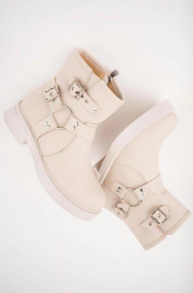 Muggo OSHO Garantili Fermuarlı Kemer Detaylı Kadın Kışlık Bot - Resim 4