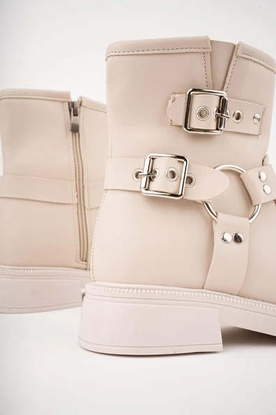 Muggo OSHO Garantili Fermuarlı Kemer Detaylı Kadın Kışlık Bot - Resim 7