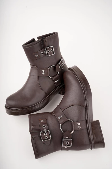Muggo OSHO Garantili Fermuarlı Kemer Detaylı Kadın Kışlık Bot - Resim 9