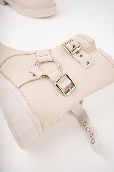 Muggo OSHO Garantili Fermuarlı Kemer Detaylı Kadın Kışlık Bot - Resim 6