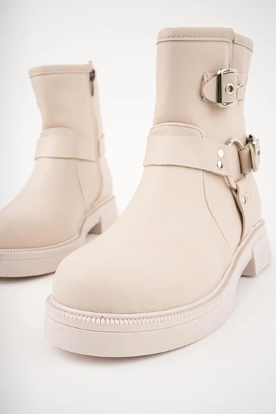 Muggo OSHO Garantili Fermuarlı Kemer Detaylı Kadın Kışlık Bot - Resim 8