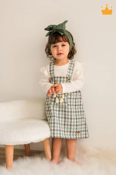 Babyhola Şık Bayramlık Ayılı Oyun Arkadaşı Tüvit Kız Bebek Çocuk Badi Jile 2'li Oyuncaklı Elbise Takım 2339 - 2