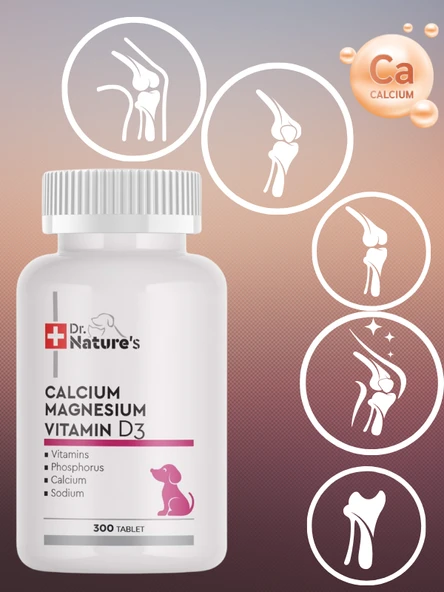 Calcium Magnesium D3 | Yavru ve Yetişkin Köpekler İçin Kemik & Diş Sağlığı Desteği (300 Tablet) - Resim 2