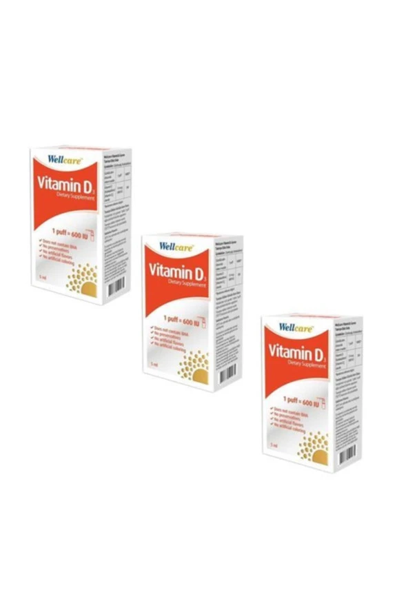 Wellcare Vitamin D3 600 IU 5 ml 3 Kutu