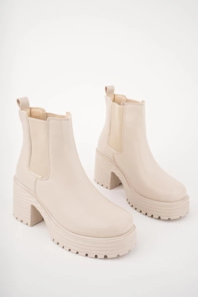 Muggo MACHA Garantili Kalın Taban Platform Topuklu Kadın Bot - 9