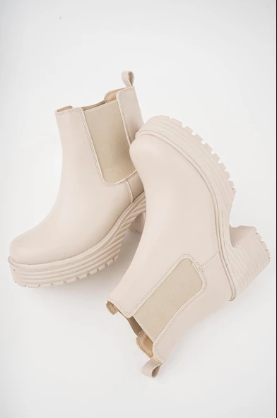 Muggo MACHA Garantili Kalın Taban Platform Topuklu Kadın Bot - 11