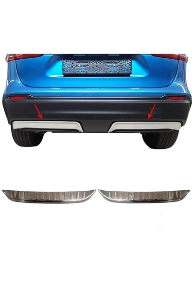 Nissan Qashqai Arka Difüzör 2017 ve Sonrası 2 Parça Paslanmaz Çelik - Resim 3