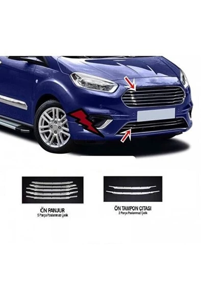 Courier Ön Panjur Krom 7 Parça 2018 + Yeni Kasa Paslanmaz Çelik - Resim 2