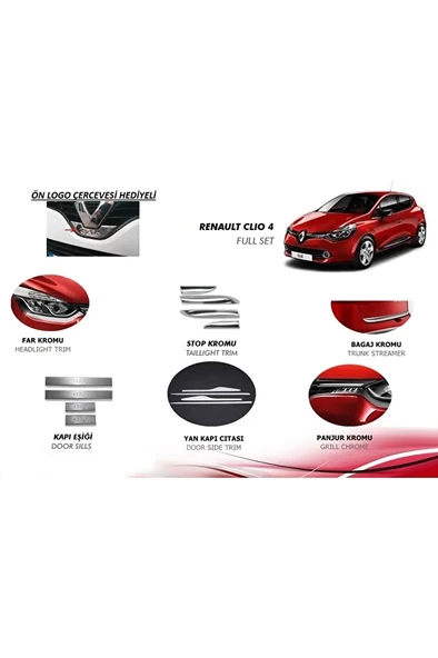 Renault Clio 4 Krom Set 6 Takım 17 Parça Uyumlu - Resim 7