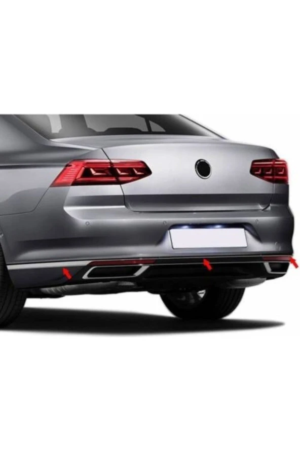 Passat B8,5 Arka Tampon Çıtası 3 Parça 2019 ve Sonrası Paslanmaz Çelik - Resim 2