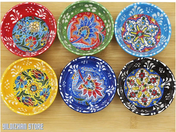 Çerezlik Seramik Çini Çerezlik Kase Armada Çini Çerezlik Seti 6 Adet - 3