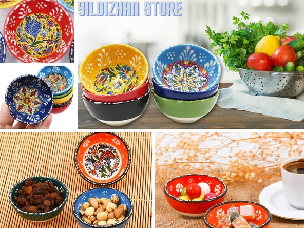 Çerezlik Seramik Çini Çerezlik Kase Armada Çini Çerezlik Seti 6 Adet - 5