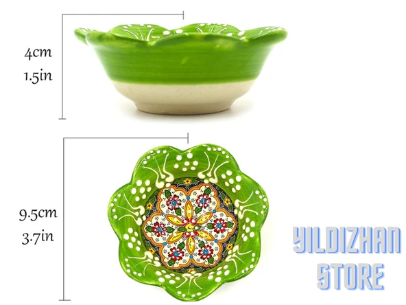 Çerezlik Seramik Çini Çerezlik Kase Armada Çini Papatya Çerezlik Seti 6 Adet - 5