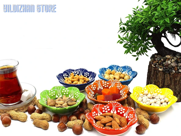 Çerezlik Seramik Çini Çerezlik Kase Armada Çini Papatya Çerezlik Seti 6 Adet - 2