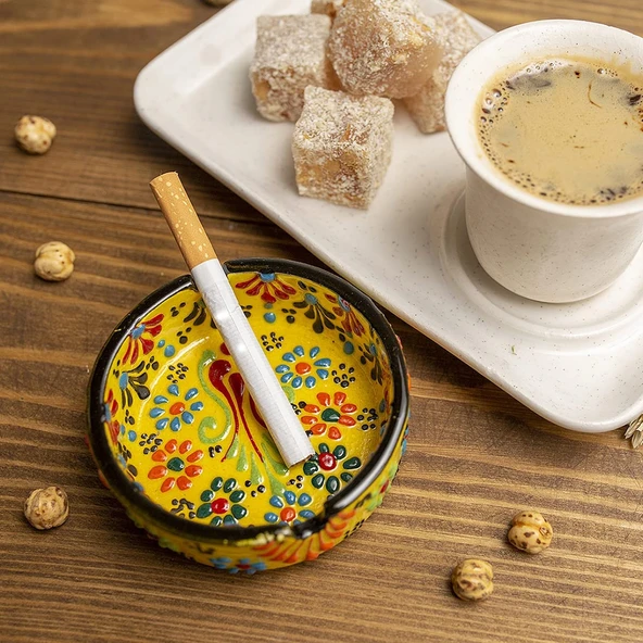 Kültabağı Küllük Seramik El Yapımı Seramik Çini Armada Çini Seramik Set 4 Lü - 6