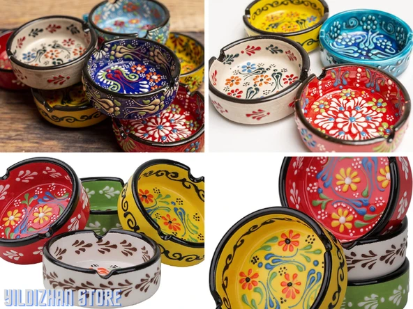 Kültabağı Küllük Seramik El Yapımı Seramik Çini Armada Çini Seramik Set 4 Lü - 2