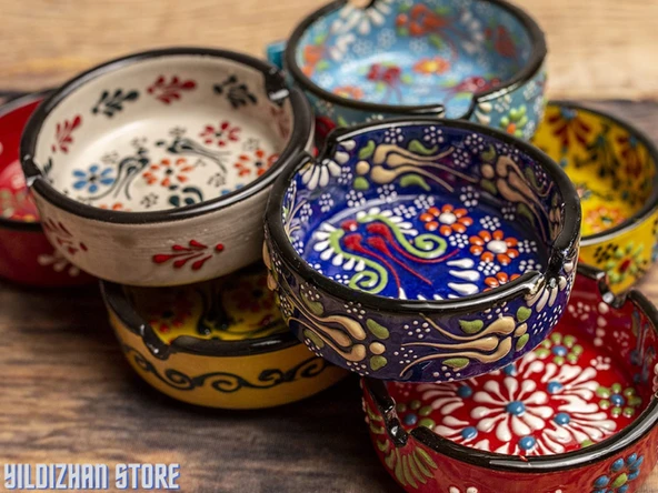 Kültabağı Küllük Seramik El Yapımı Seramik Çini Armada Çini Seramik Set 4 Lü