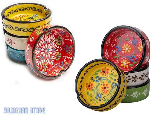 Kültabağı Küllük Seramik El Yapımı Seramik Çini Armada Çini Seramik Set 4 Lü - 4