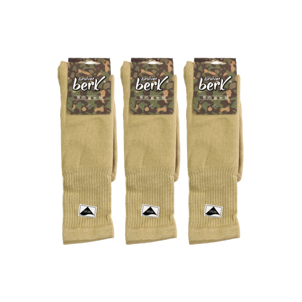 3'lü Kışlık Asker Çorap Seti, Pamuklu Askeri Çorap Bej Rengi
