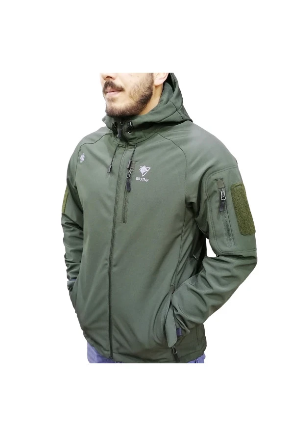 Wolftrap Tactical 5 Cepli Kapüşonlu Softshell Mont Haki