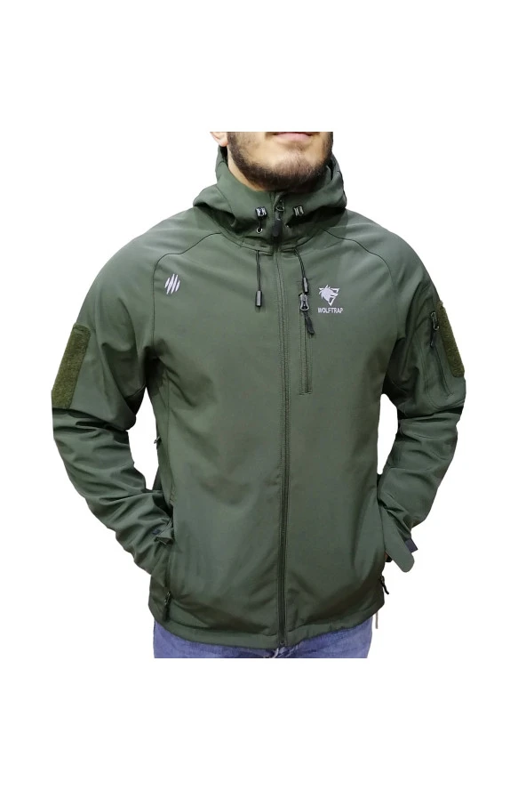 Wolftrap Tactical 5 Cepli Kapüşonlu Softshell Mont Haki