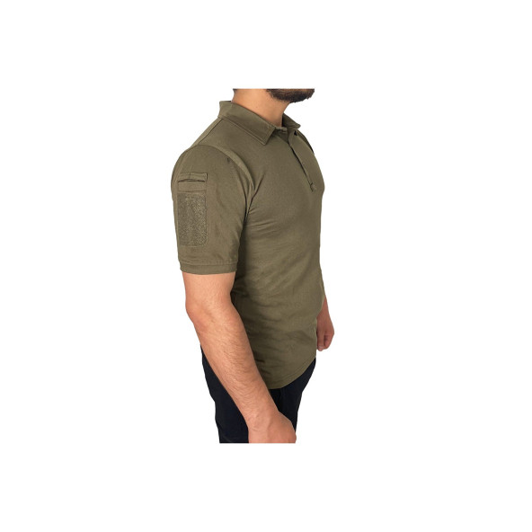 Polo Yaka 2 Cepli Kısa Kollu Taktik T-shirt Haki - 5