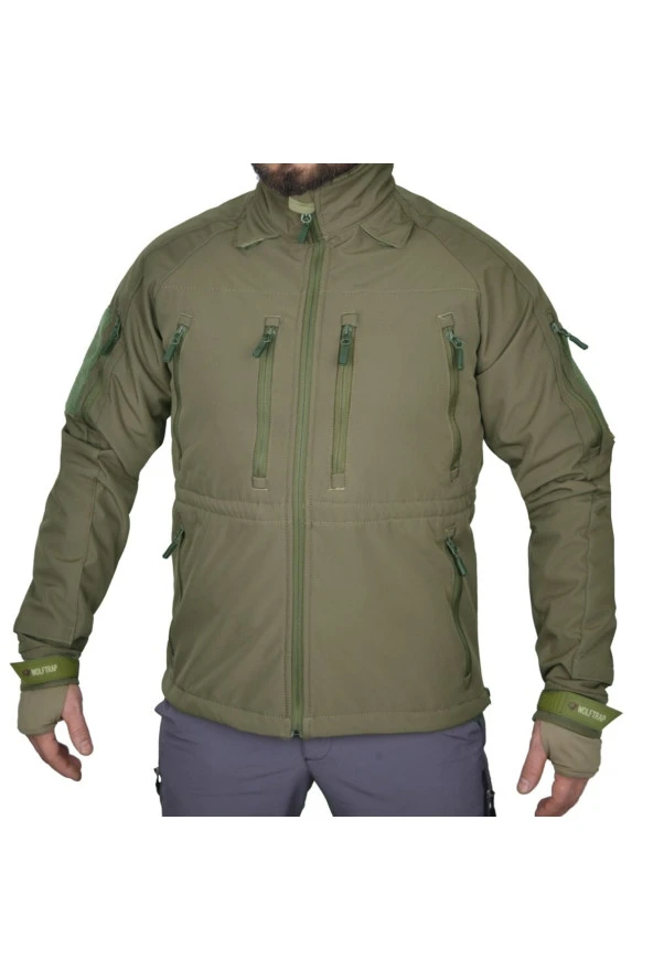 Wolftrap Tactical 11 Cepli Rüzgar, Su Geçirmez Softshell Mont Haki