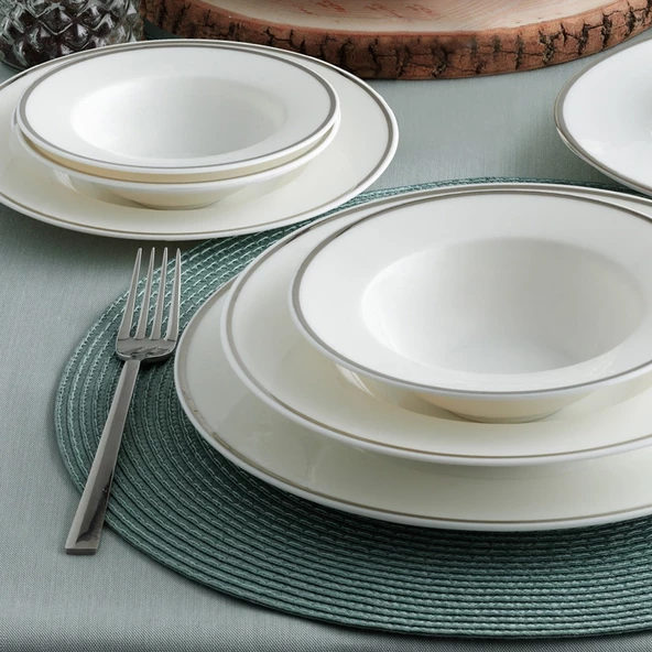 GÜRAL PORSELEN Harika 26 Parça 6 Kişilik Bone Yemek Takımı - 226 - 2