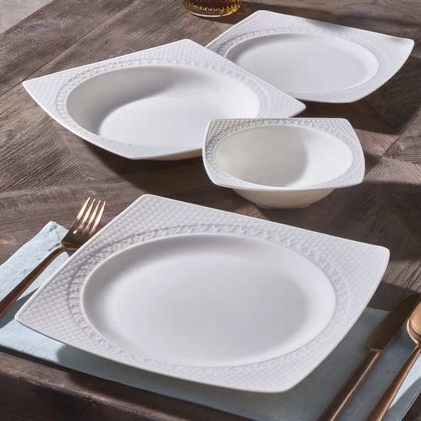 GÜRAL PORSELEN Bonenjoy 24 Parça 6 Kişilik Yemek Takımı - Resim 2