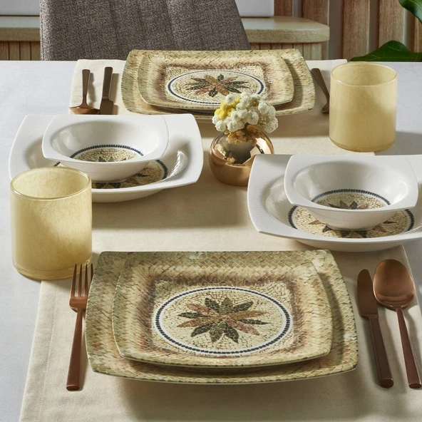 GÜRAL PORSELEN Caroline 24 Parça 6 Kişilik Yemek Takımı 3036 - Resim 4