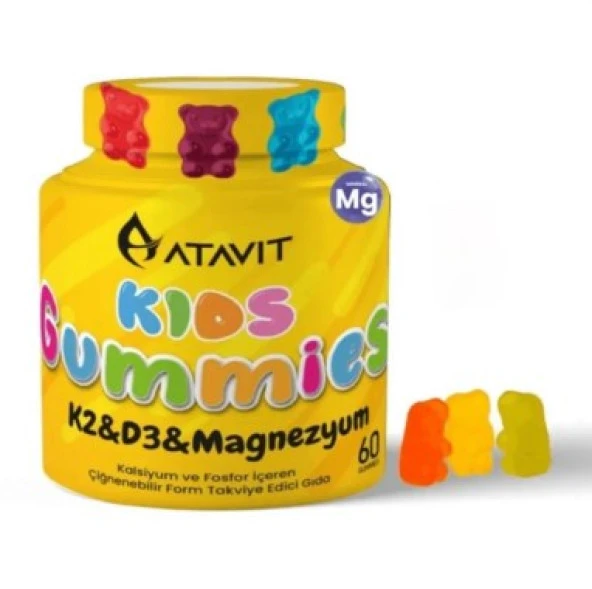 Atavıt Kids Gummies K2 & D3 & Magnezyum 60 Çiğneme Tableti 8682340346936