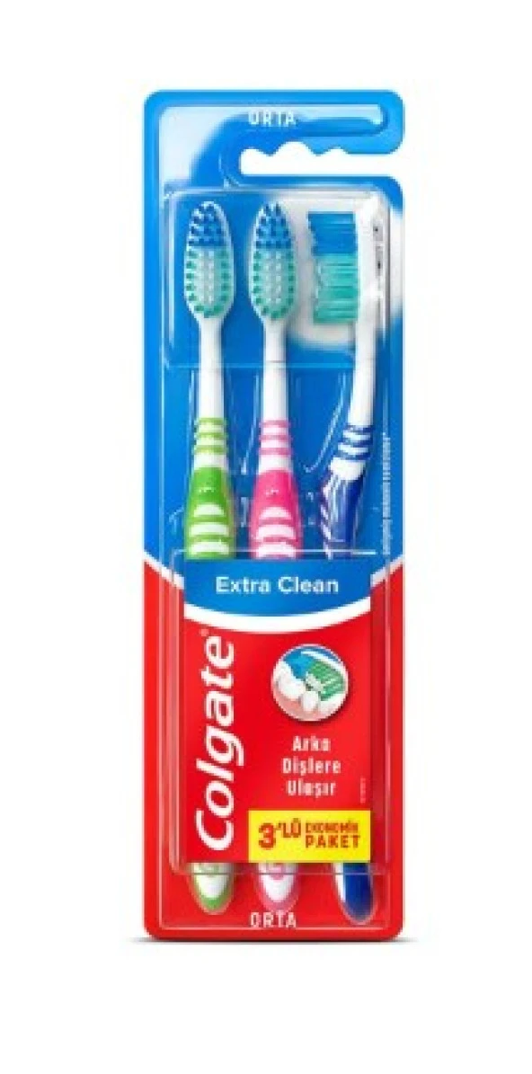 Colgate Extra Clean Orta 3lü Diş Fırçası 8718951297333