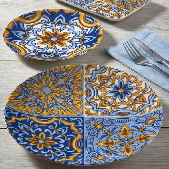 GÜRAL PORSELEN Camelia 18 Parça 6 Kişilik Bone Kahvaltı Takımı - 2188 - 2