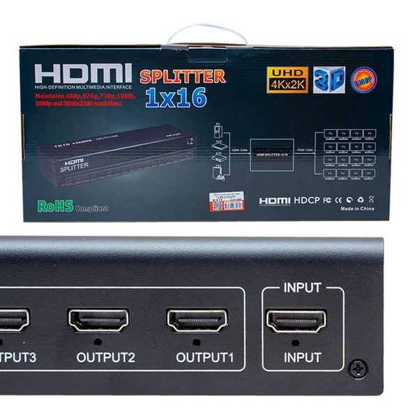 Powermaster 16 Port 1080P 3D 4Kx2k Destekli 1 Giriş 16 Çıkış HDMI Dağıtıcı PM-4262 - 6