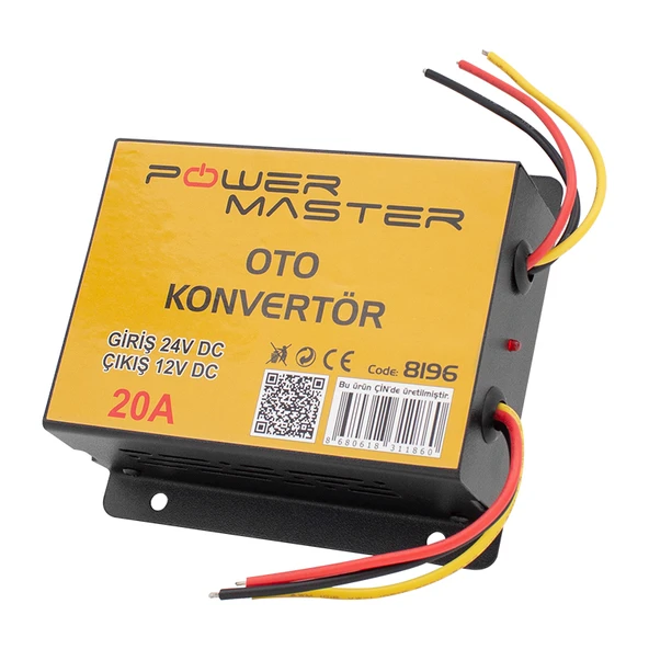 Powermaster PM-8196 24-12 Volt 20 Amper Oto Konvertör Voltaj Düşürücü