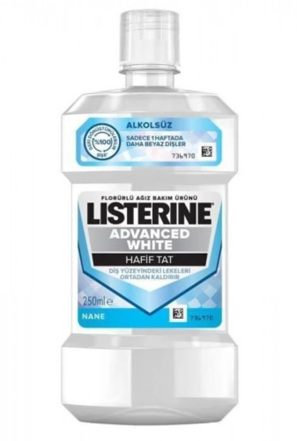 Listerine Advanced White Hafif Tat Alkolsüz Ağız Bakım Suyu 250 Ml 3574661491714