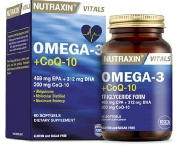 Nutraxin Omega-3 + CoQ-10 Triglyceride Form 60 Softjel 8680512614296