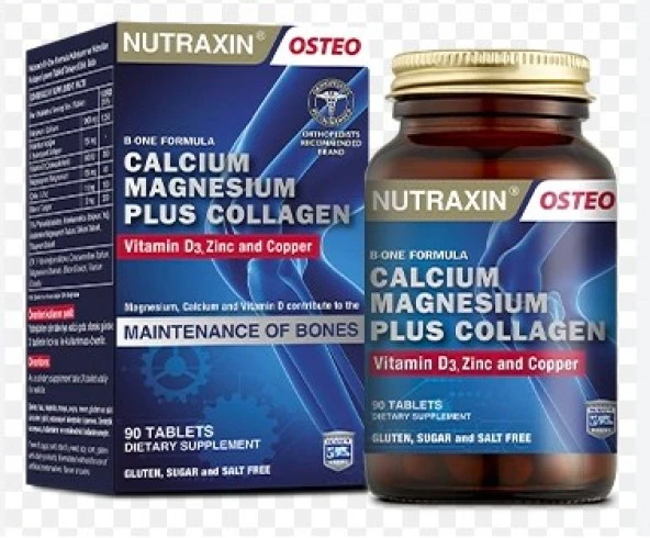 Nutraxin Osteo B One Formula Calcium Magnesium Plus Collagen 90 Tablet 8680512627463