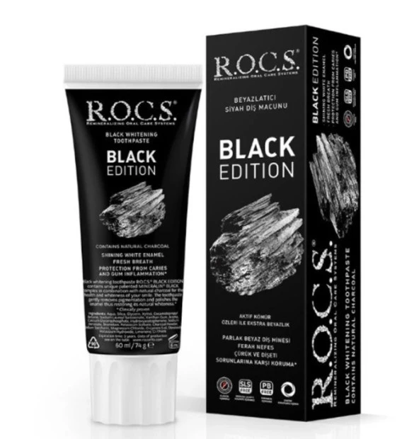 Rocs Black Edition Beyazlatıcı Siyah Diş Macunu 60 Ml 4607034474867