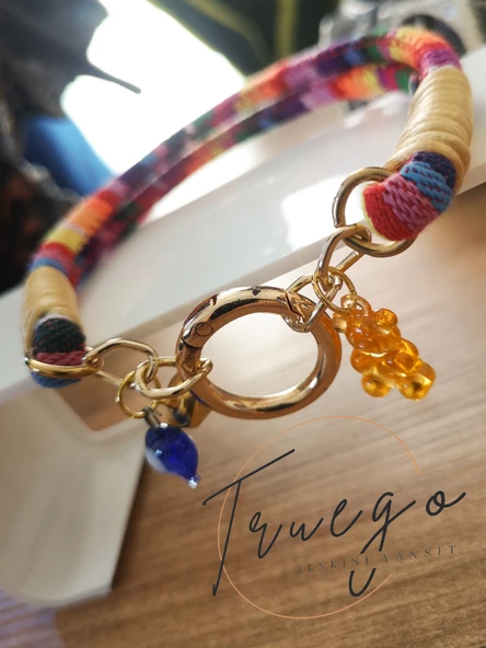 İkili Kedi Köpek Boyun Tasması Bohem Kedi Kolyesi Yaylı Kilit - Renkli - 4