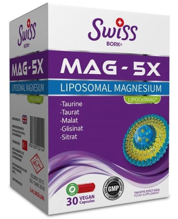 Swiss Bork Mag-5x Liposomal Magnesium 30 Kapsül 8681820202144