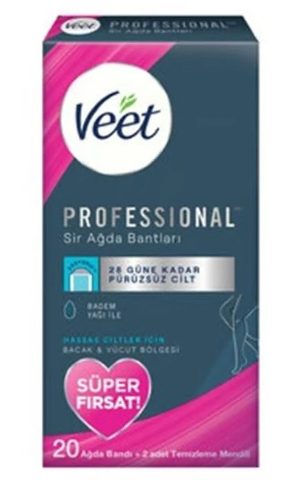 Veet Professional Hassas Ciltler İçin Sir Ağda Bantları 20li 8690570556001