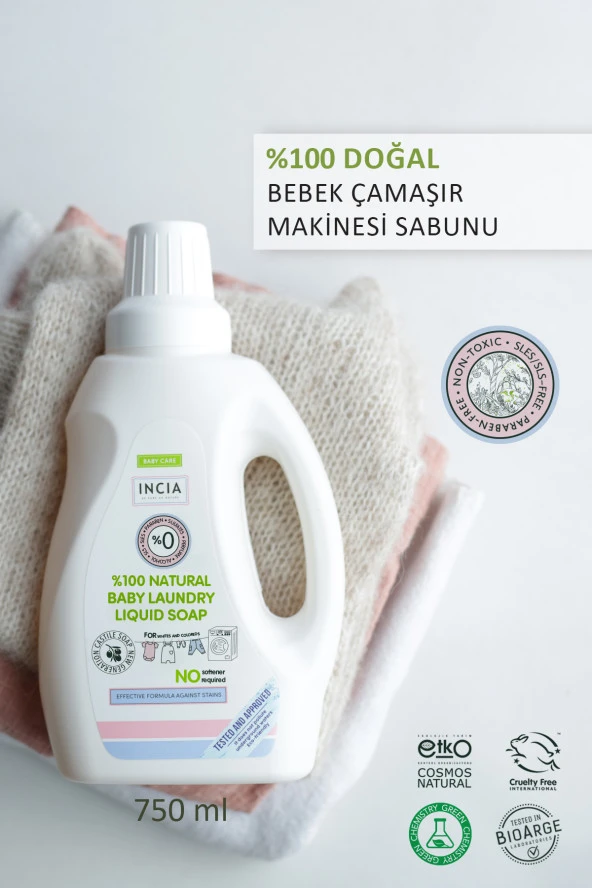 INCIA %100 Doğal Bebek Çamaşır Sabunu (Bitkisel Deterjan) Yumuşatıcılı Lavanta 750 ml - 2