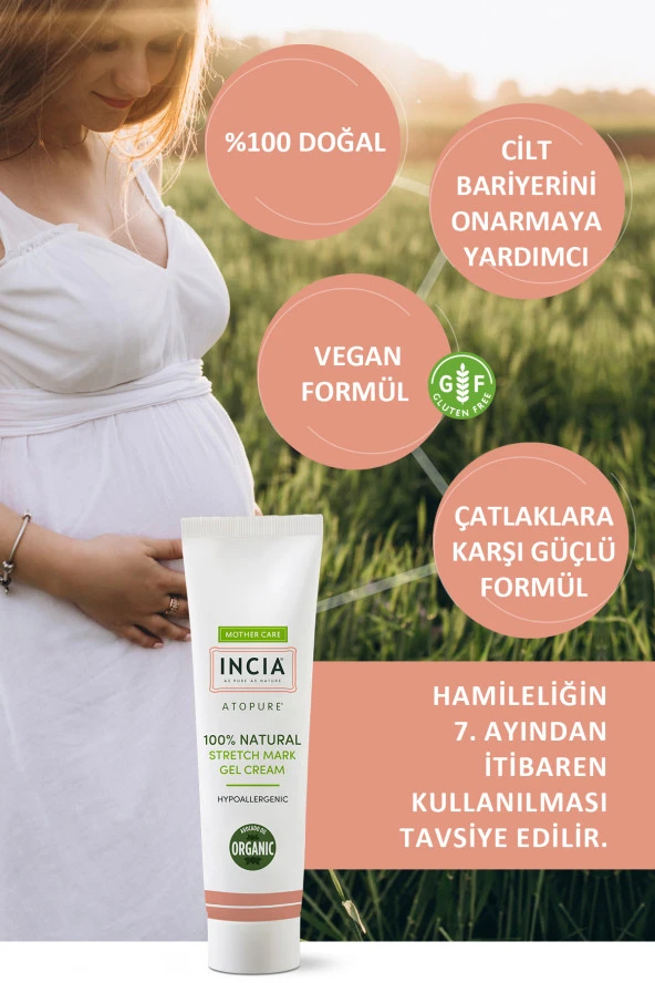INCIA %100 Doğal Karın Çatlak Jel Kremi Çatlak Önleyici Organik Avokado Yağı Hamilelikte 75 ml - 5