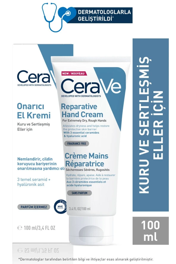 CERAVE Onarıcı El Kremi Kuru Ve Çatlamış Eller Seramid Ve Hyalüronik Asit Içerikli 100 Ml