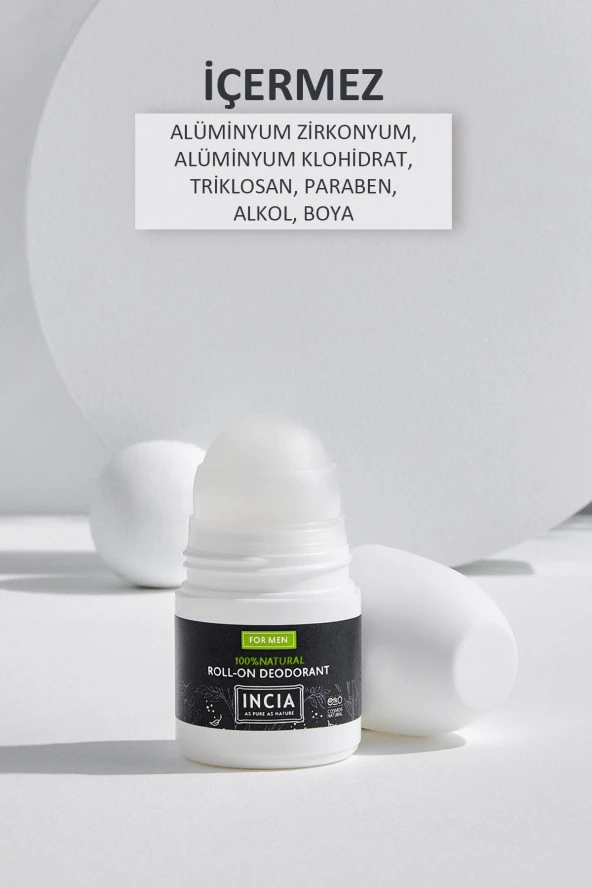 INCIA %100 Doğal Roll On Deodorant Erkeler İçin Ter Kokusu Önleyici Lekesiz 50 ml - 3